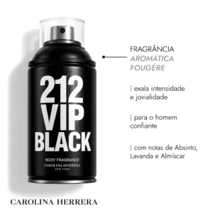 Carolina Herrera 212 VIP Men Black - Body Spray Masculino 250ml - Imagem 3